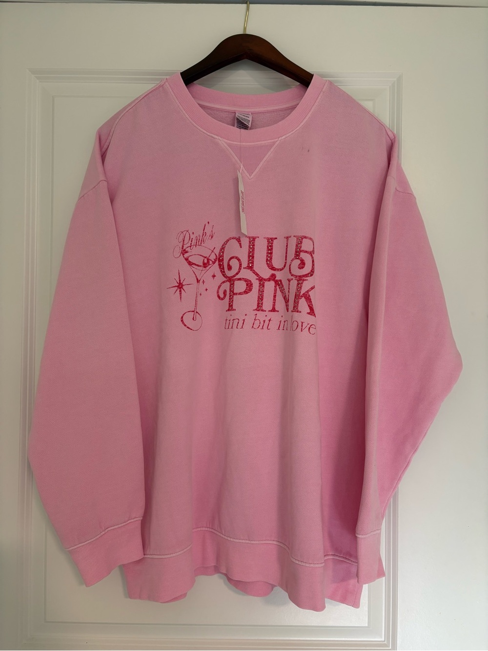 NWT Victoria’s Secret PINK Rhinestone Graphic Sweatshirt Pink L